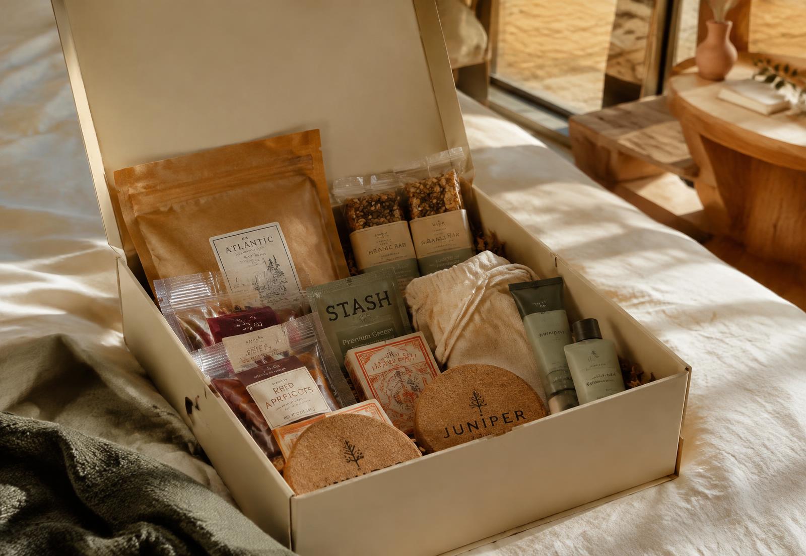 Arrival Co. Suite Kit open on a hotel bed